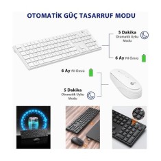 Lenovo Lecoo KM2001 Kablosuz Beyaz Türkçe Q Klavye & Mouse Set