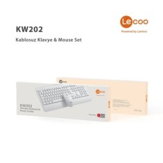 Lecoo KW202 Kablosuz Türkçe Q Klavye & Mouse Set Beyaz